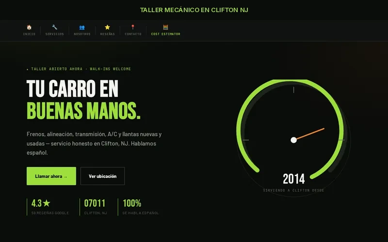 Captura de la portada de un taller mecánico en Clifton NJ